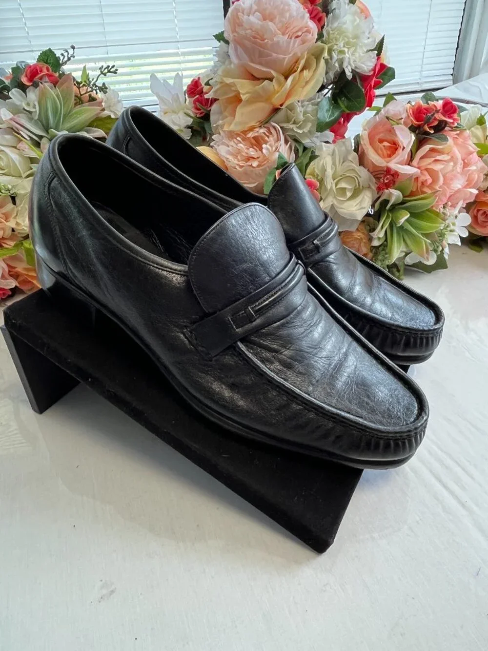 Florsheim Como Black Leather Moc Toe Strap Loafers Men’s 11 D